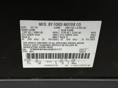 2018 Ford Explorer Limited Twin Panel Moonroof