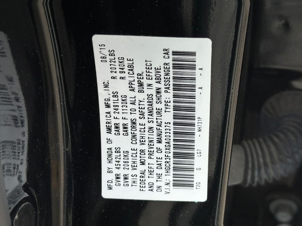 2016 Honda Accord EX-L w/Navigation and Honda Sensing