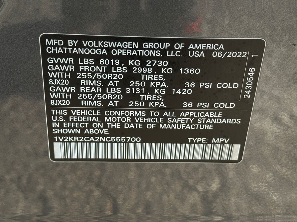 2022 Volkswagen Atlas 3.6L V6 SE w/Technology