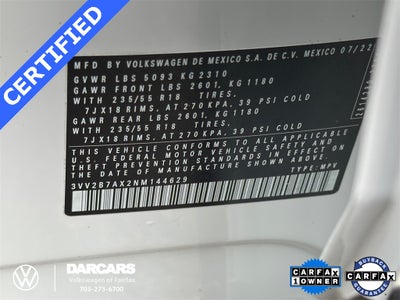 2022 Volkswagen Tiguan 2.0T SE w/Sunroof