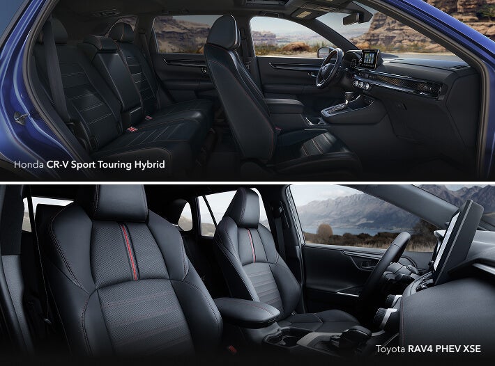 Interior comparison of Honda CR-V Sport Touring Hybrid and Toyota RAV4 PHEV XSE