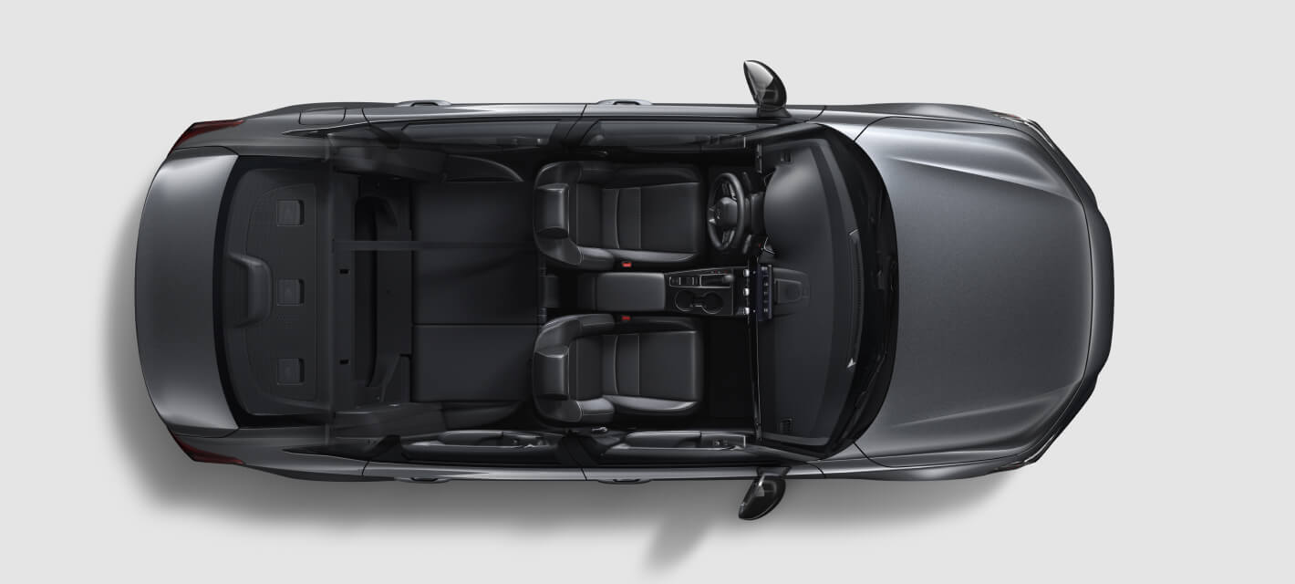 Top-down cross-section shot shoing the interior dimensions and seating room of the 2026 Honda Civic.