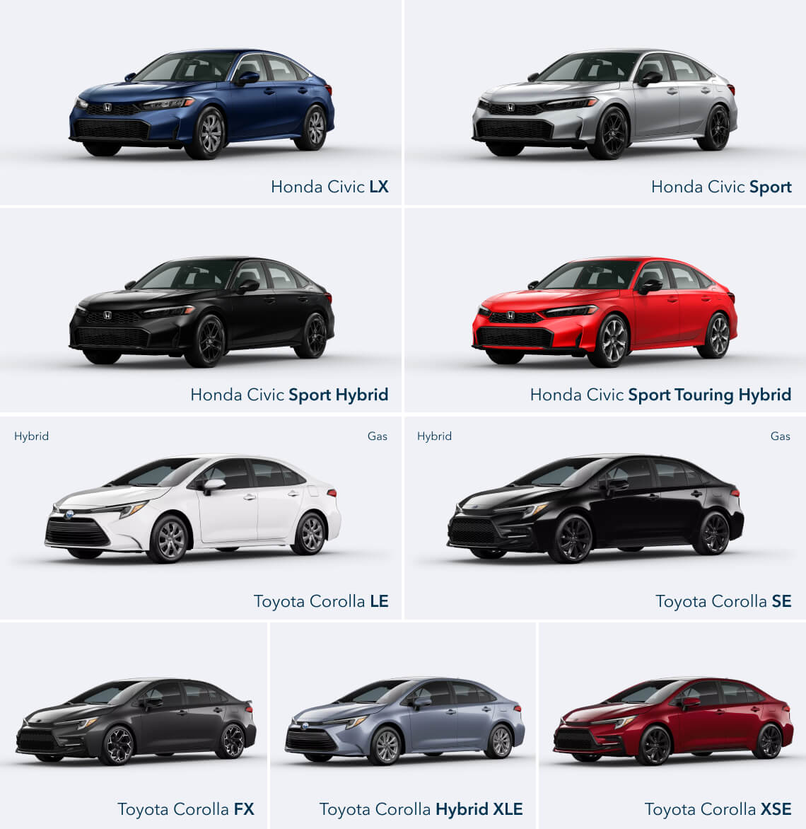 Toyota Corolla vs. Honda Civic Trims