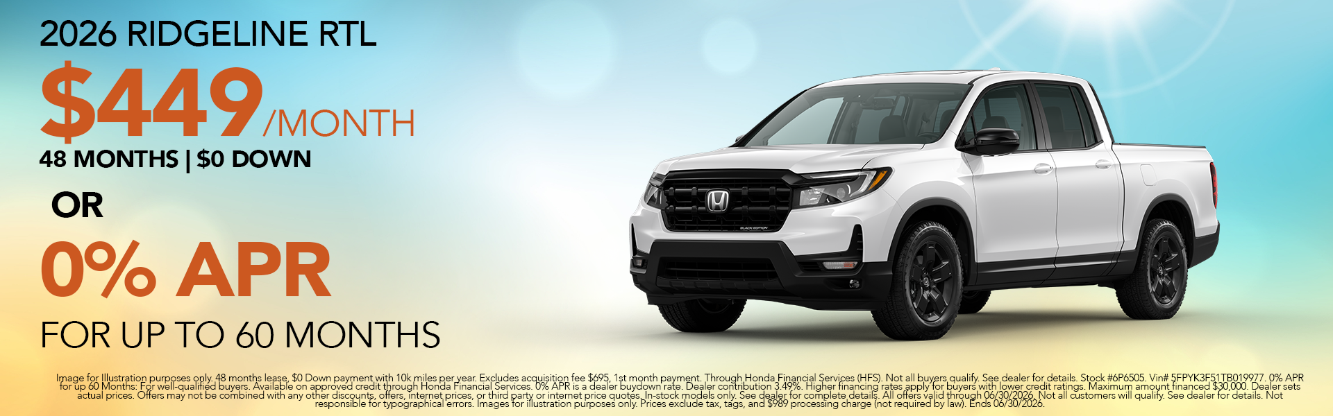 New 2026 Ridgeline RTL
